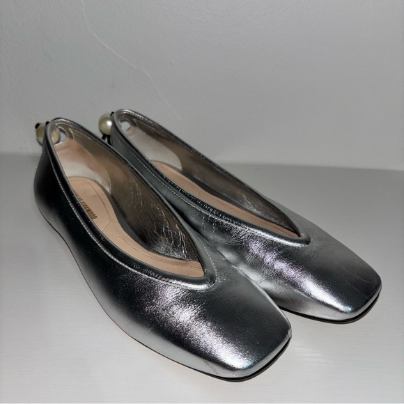 Nicholas Kirkwood Silver Flats with Pearl Detail